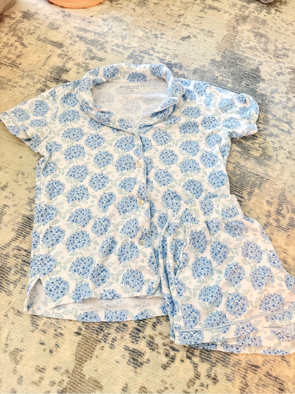 Blue Floral Short-Sleeve Pajama Set